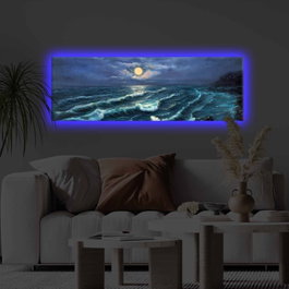 Wallity Cuadro Decorativo de Lienzo Iluminado con LED Multicolor 30x90 cm